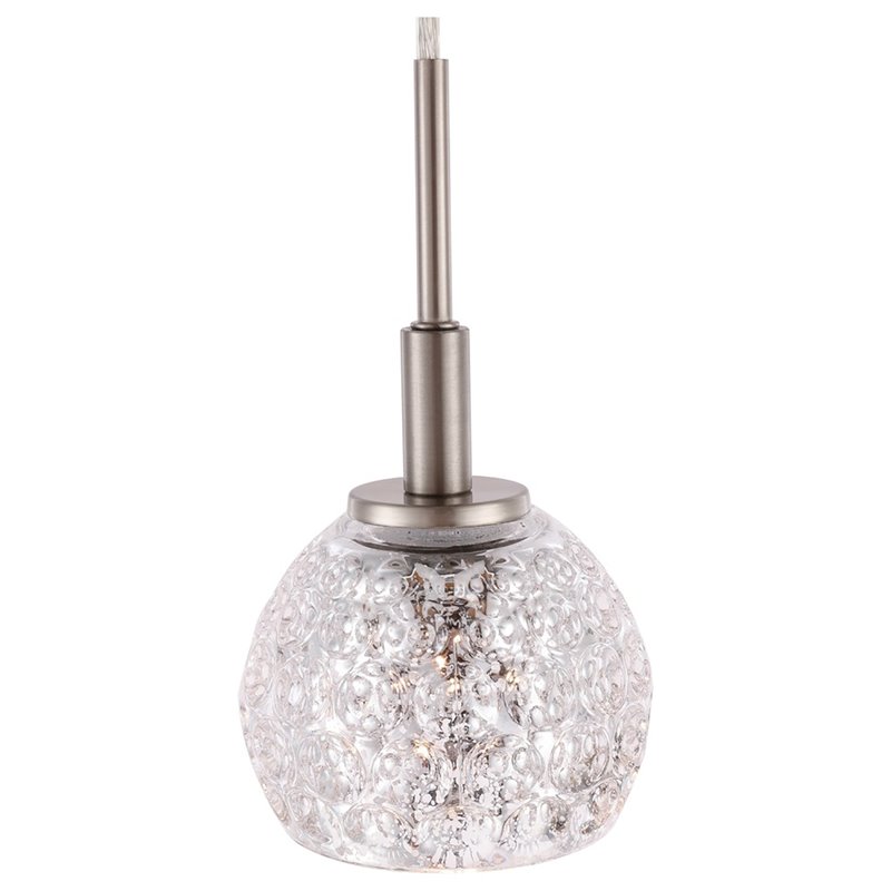 Woodbridge Lighting Elise 1-Light Mercury Glass Mini Pendant in Satin Nickel