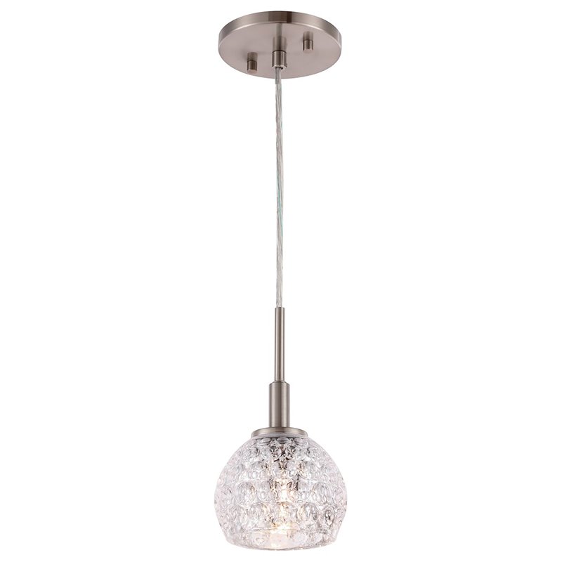Woodbridge Lighting Elise 1-Light Mercury Glass Mini Pendant in Satin Nickel