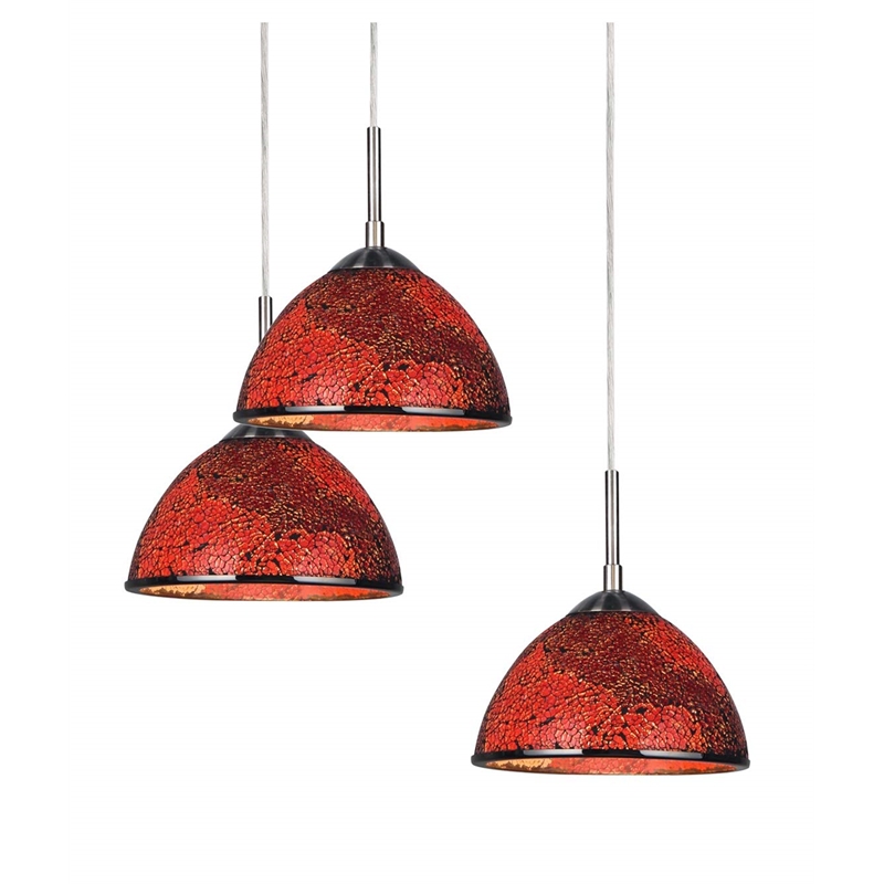 Woodbridge Lighting Alexis 5-Light Metal Steel Pendant Chandelier in Mosaic Red