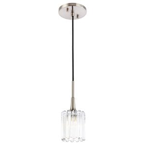 Woodbridge Lighting Regent Park 1-Light Glass & Steel Pendant in Nickel