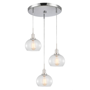 Woodbridge Lighting Austin 3-Light Metal Mini-pendant Cluster in Chrome/Clear