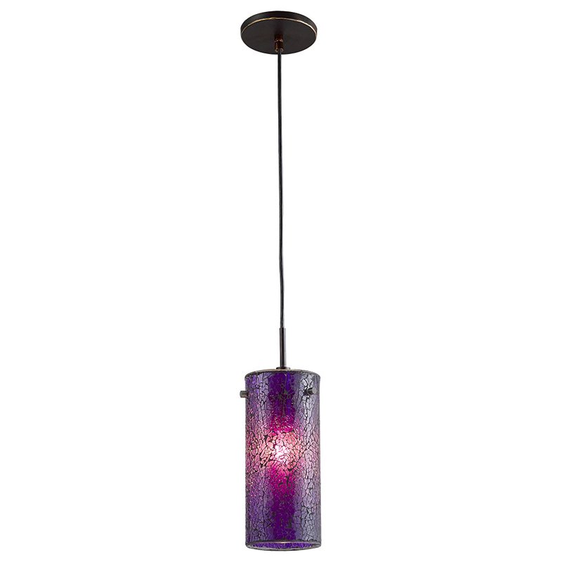 Woodbridge Lighting Tube Eclipse 1-Light Metal Mini Pendant in Mosaic Purple