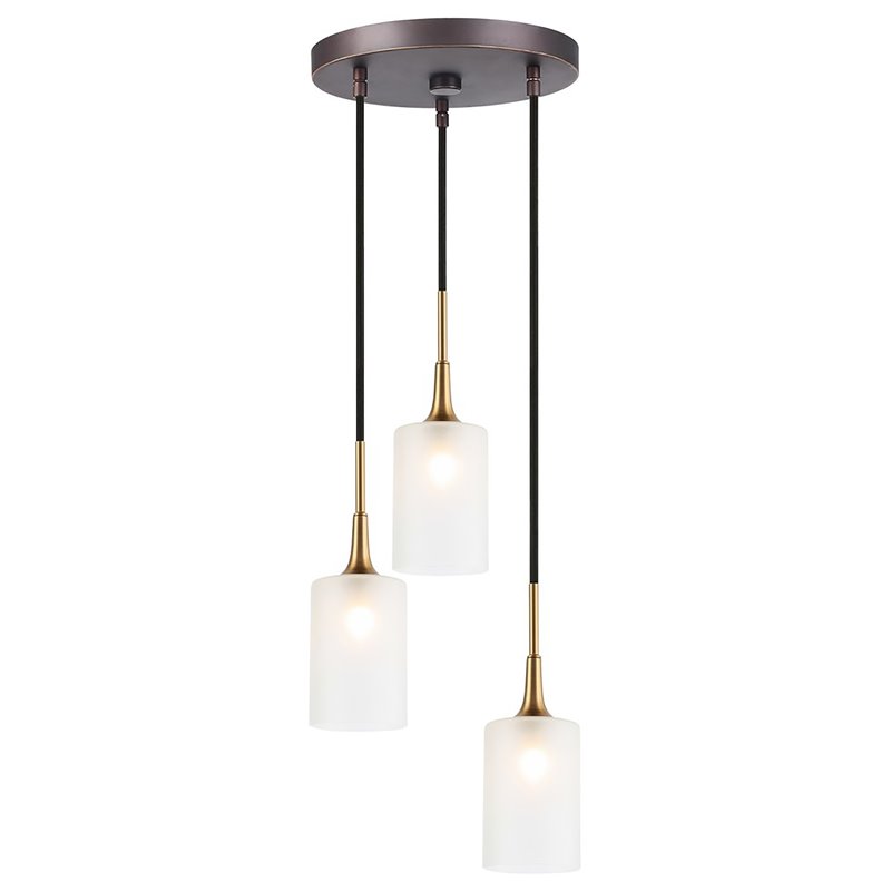 Woodbridge Lighting Chelsea 3-Light Opal Glass Cluster Pendant in Brass/Bronze