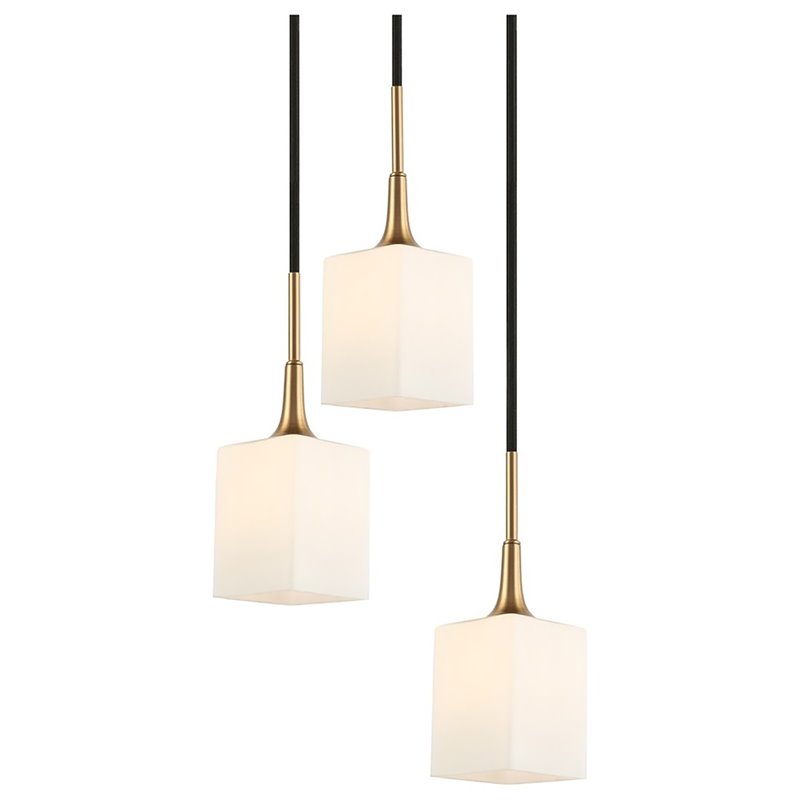 Woodbridge Lighting Chelsea 3-Light Glass Cluster Pendant in Brass/Bronze
