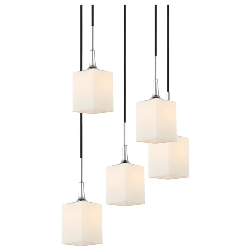 Woodbridge Lighting Chelsea 5-Light Glass & Steel Cluster Pendant in Chrome