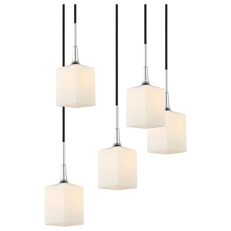 Woodbridge Lighting Chelsea 5-Light Glass Cluster Pendant in Chrome/Bronze