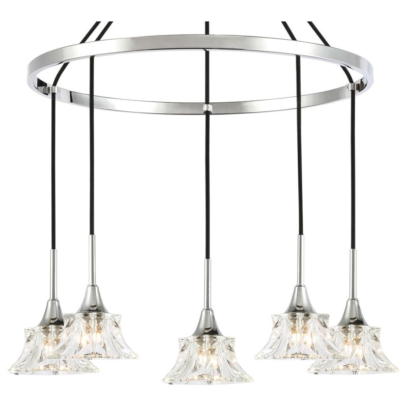 Woodbridge Lighting Christina 5-Light Glass & Steel Chandelier in Chrome