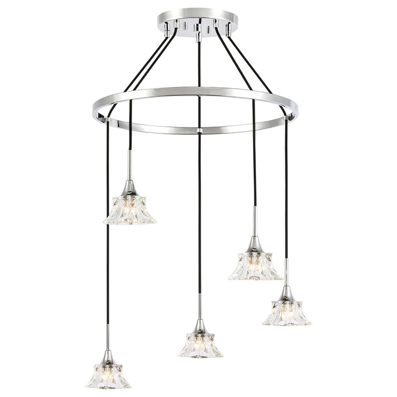 Woodbridge Lighting Christina 5-Light Glass & Steel Chandelier in Chrome