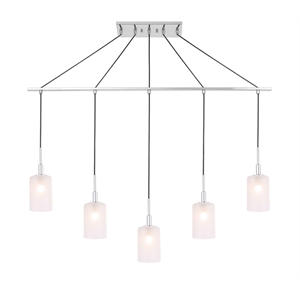 Woodbridge Lighting Elise 5-Light Opal Glass & Steel Linear Pendant in Chrome