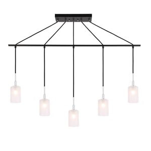 Woodbridge Lighting Elise 5-Light Opal Glass Linear Pendant in Chrome/Bronze