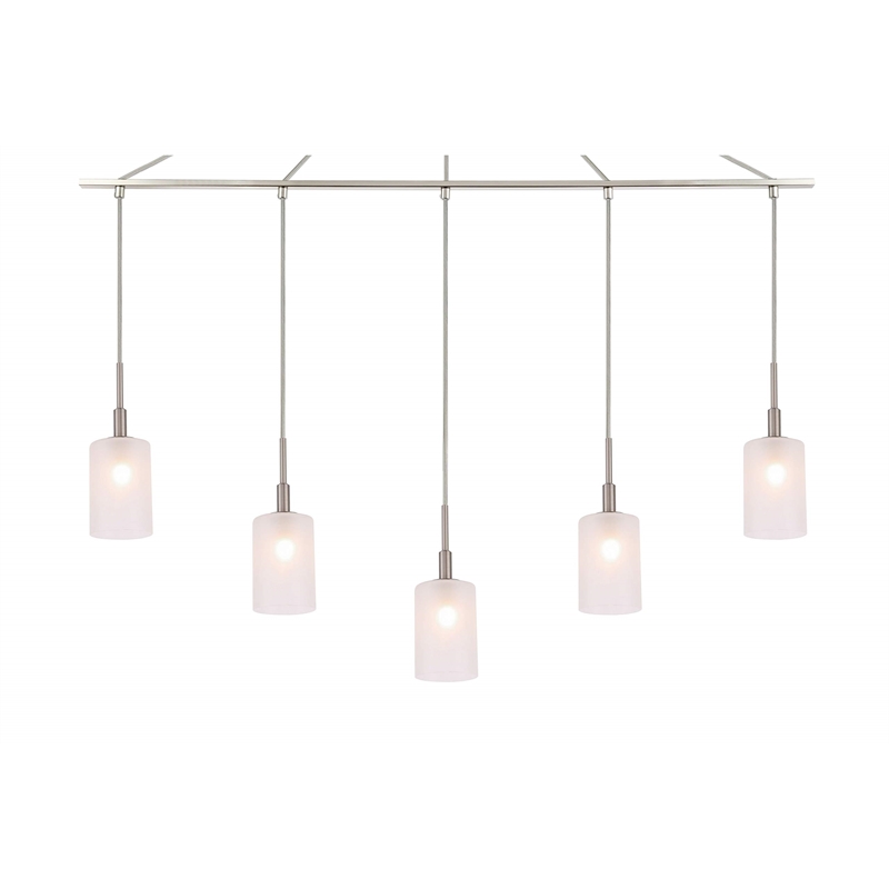 Woodbridge Lighting Elise 5-Light Opal Glass Linear Pendant in Satin Nickel