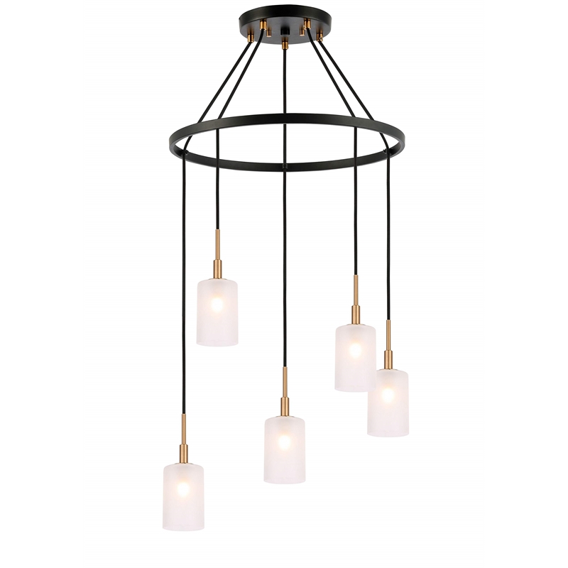Woodbridge Lighting Elise 5-Light Opal Glass & Steel Chandelier in Brass/Bronze