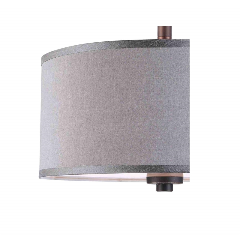 Woodbridge Lighting Drum 3-Light Fabric & Steel Semi-Flush in Bronze/Gray