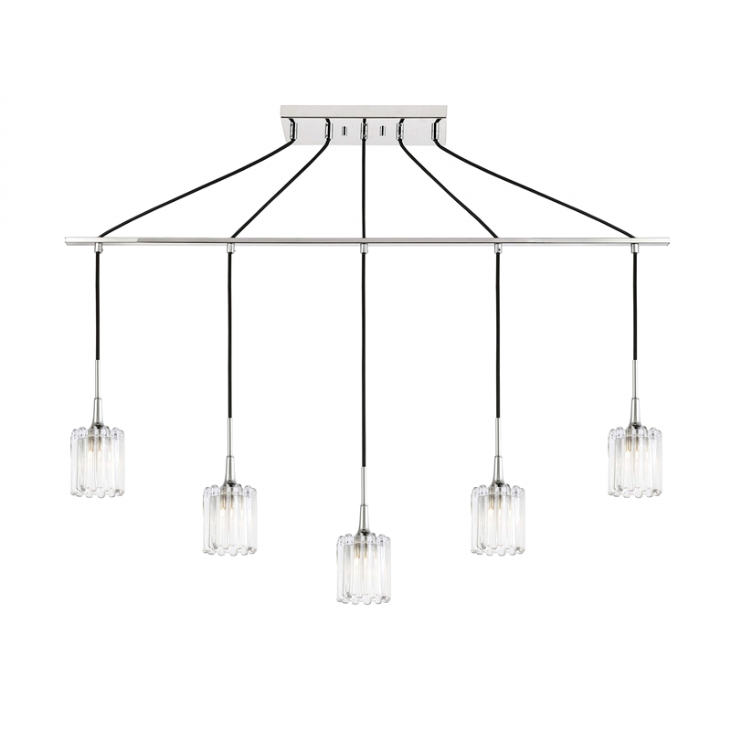 Woodbridge Lighting Regent Park 5-Light Swizzle Glass Linear Pendant in Chrome
