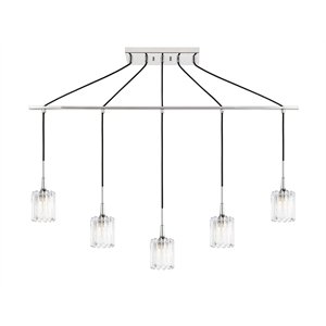 Woodbridge Lighting Regent Park 5-Light Swizzle Glass Linear Pendant in Chrome