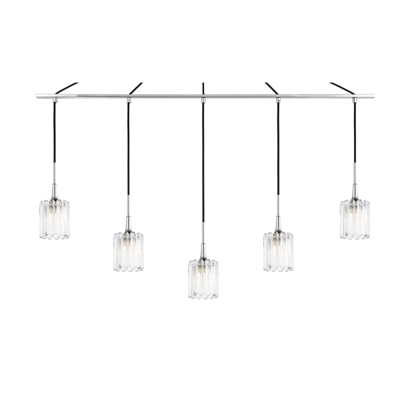 Woodbridge Lighting Regent Park 5-Light Swizzle Glass Linear Pendant in Chrome