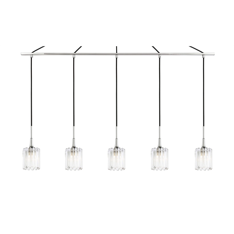 Woodbridge Lighting Regent Park 5-Light Swizzle Glass Linear Pendant in Chrome