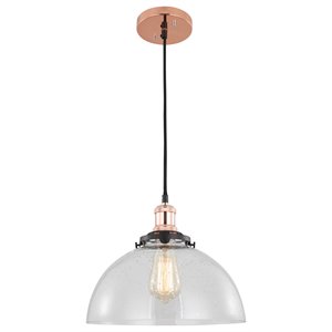 Woodbridge Lighting Fulton Dome Metal Mini Pendant with ST73 Bulb in Brass/Clear