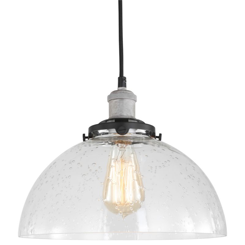 Woodbridge Lighting Fulton Dome Metal Mini Pendant with ST75 Bulb in Gray/Clear