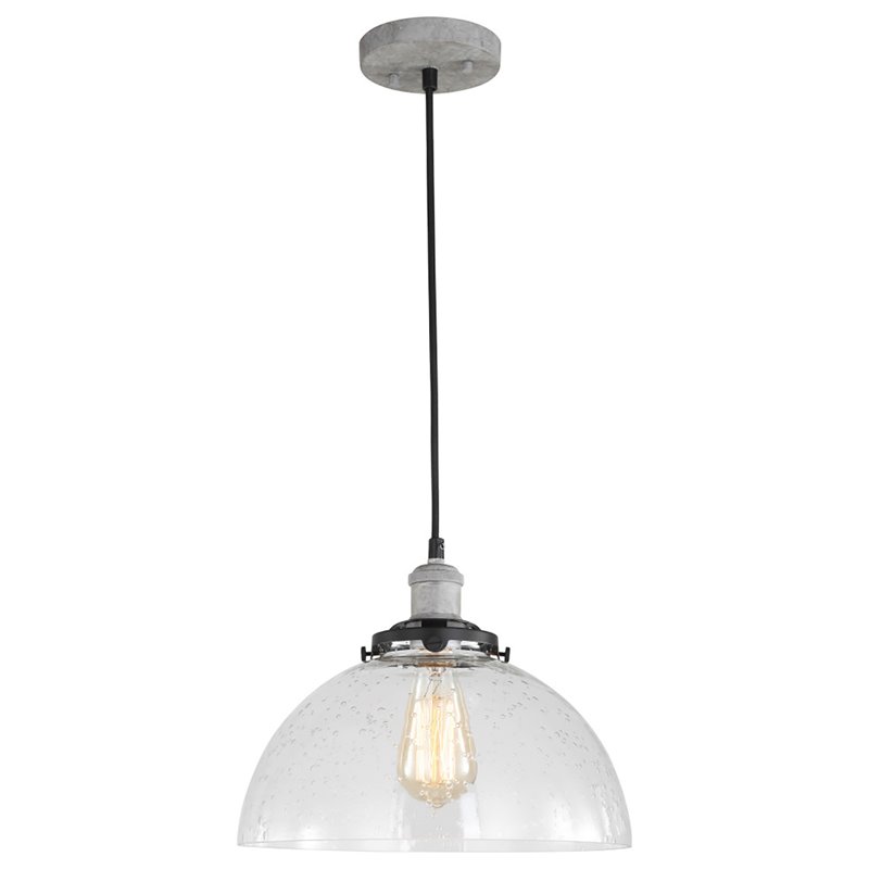 Woodbridge Lighting Fulton Dome Metal Mini Pendant with ST75 Bulb in Gray/Clear