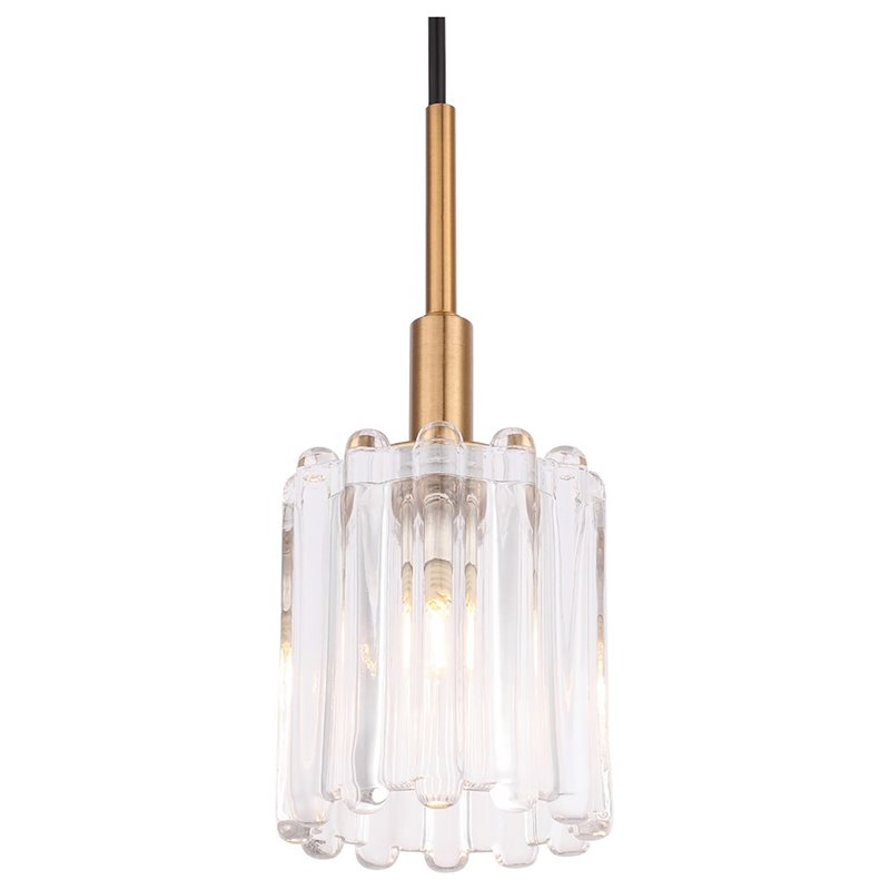 Woodbridge Lighting Candice 1-Light Glass Mini-Pendant in Swizzle/Brass