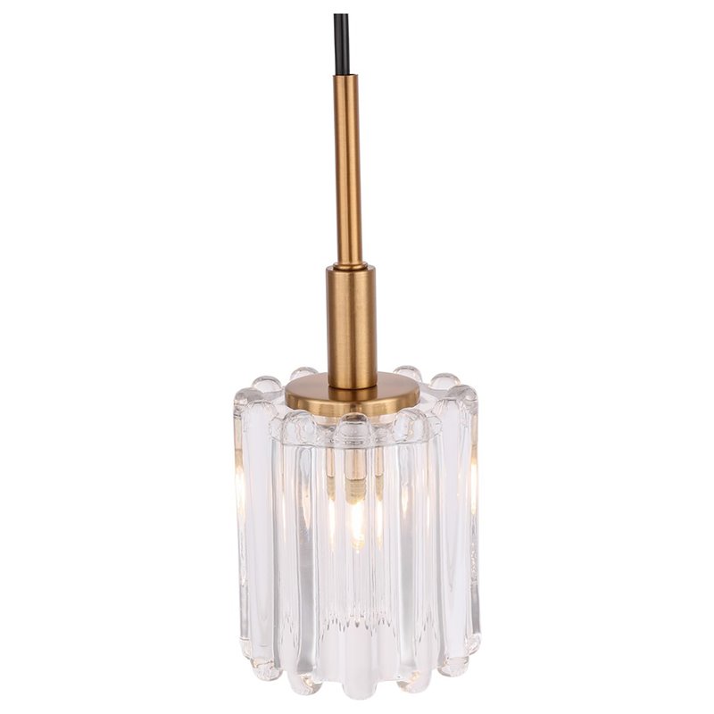Woodbridge Lighting Candice 1-Light Glass Mini-Pendant in Swizzle/Brass