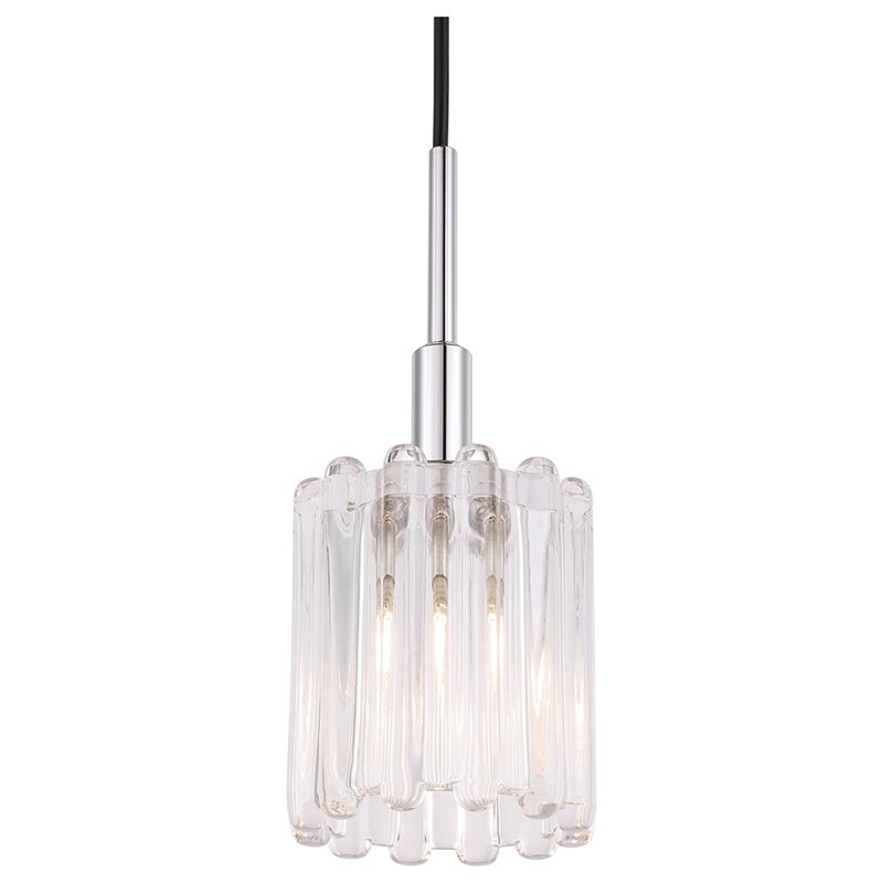 Woodbridge Lighting Candice 1-Light Glass Mini-Pendant in Swizzle/Chrome