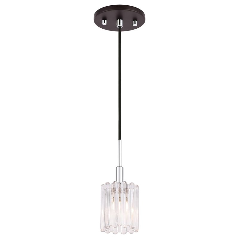 Woodbridge Lighting Candice 1-Light Glass Mini-Pendant in Swizzle/Chrome