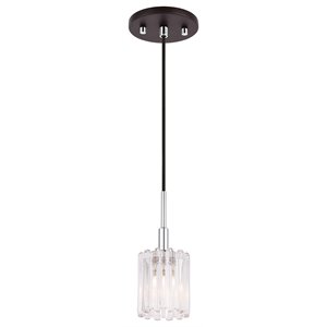 Woodbridge Lighting Candice 1-Light Glass Mini-Pendant in Swizzle/Chrome