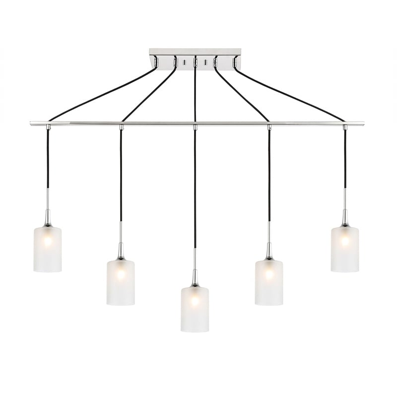 Woodbridge Lighting Chelsea 5Lt Cylinder Linear Pendant in Chrome/Sand