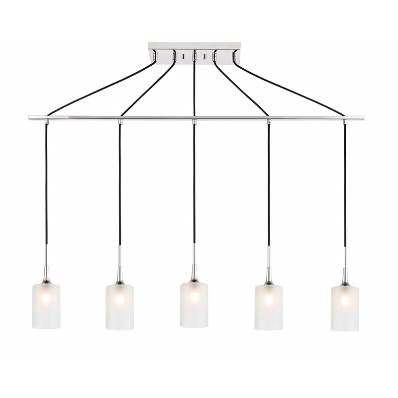 Woodbridge Lighting Chelsea 5Lt Cylinder Linear Pendant in Chrome/Sand