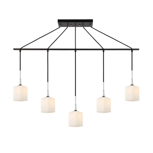 Woodbridge Lighting Chelsea 5Lt Square Linear Pendant in Chrome/Bronze/Opal