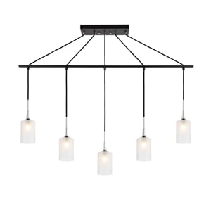 Woodbridge Lighting Chelsea 5Lt Cylinder Linear Pendant in Chrome/Bronze/Sand