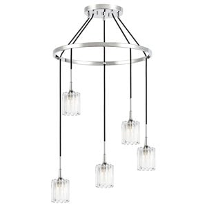 Woodbridge Lighting Regent Park 5Lt Glass Chandelier in Chrome/Petite Swizzle