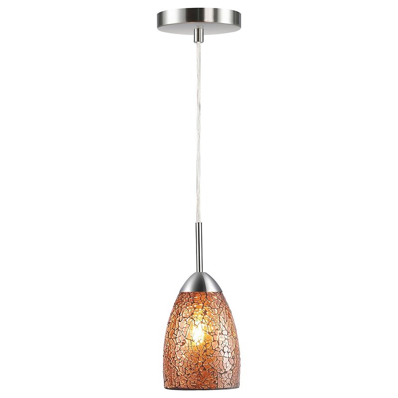 Woodbridge Lighting Venezia 1-Light Glass Mini-Pendant in Nickel/Mosaic Amber