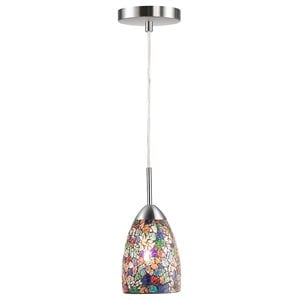 Woodbridge Lighting Venezia 1-Light Glass Mini-Pendant in Nickel/Multi-Color