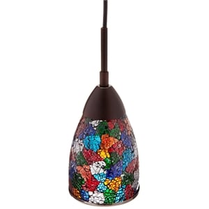 Woodbridge Lighting Venezia 1-Light Glass Mini-Pendant in Bronze/Multi-Color