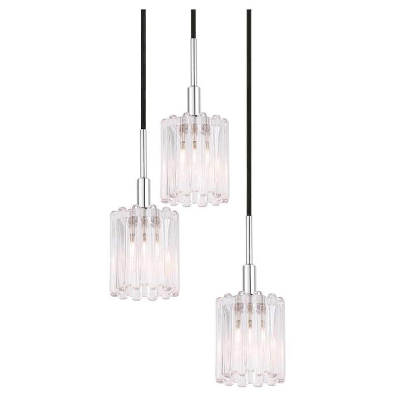 Woodbridge Lighting Candice 3-Light Glass Cluster Pendant in Swizzle/Chrome