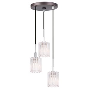 Woodbridge Lighting Candice 3-Light Glass Cluster Pendant in Swizzle/Chrome