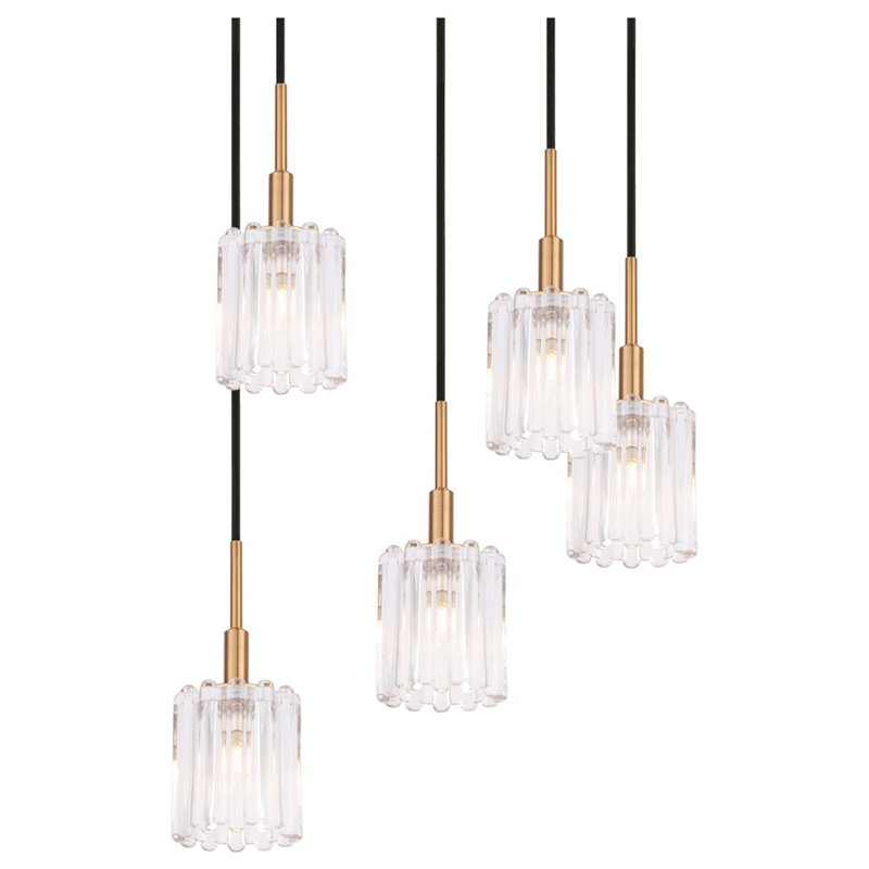 Woodbridge Lighting Candice 5-Light Glass Cluster Pendant in Swizzle/Chrome