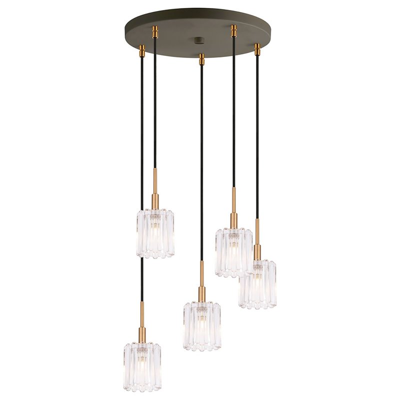 Woodbridge Lighting Candice 5-Light Glass Cluster Pendant in Swizzle/Chrome