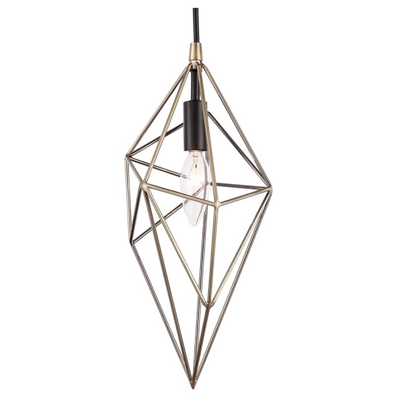 Woodbridge Lighting Lanning 1-Light Metal Mini-Pendant in Antique Brass/Black