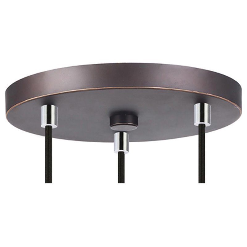 Woodbridge Lighting Regent Park 3Lt Glass Pendant in Chrome/Bronze/Swizzle