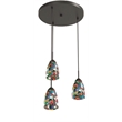 Woodbridge Lighting Venezia 3-Light Glass Cluster Pendant in Bronze/Multi-Color