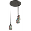 Woodbridge Lighting Venezia 3-Light Glass Cluster Pendant in Bronze/Multi-Color