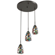 Woodbridge Lighting Venezia 3-Light Glass Cluster Pendant in Bronze/Multi-Color