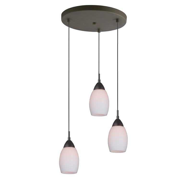 Woodbridge Lighting Olivia 3-Light Glass Cluster Pendant in Bronze/Opal