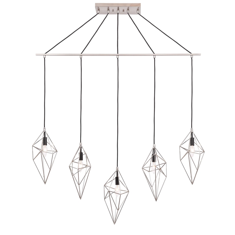 Woodbridge Lighting Lanning 5-Light Metal Linear Pendant in Nickel