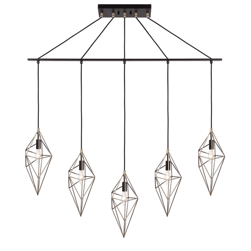 Woodbridge Lighting Lanning 5-Light Metal Linear Pendant in Antique Brass/Bronze