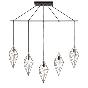 Woodbridge Lighting Lanning 5-Light Metal Linear Pendant in Antique Brass/Bronze